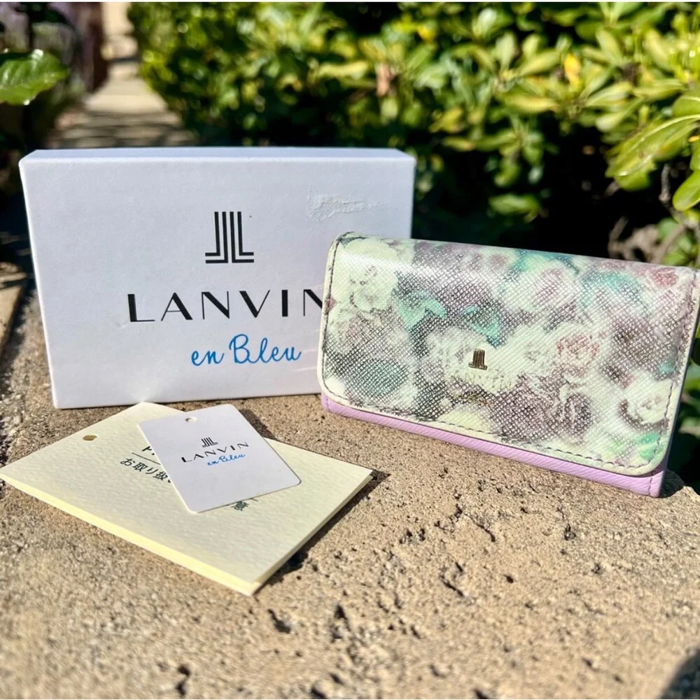 Lanvin en Bleu Pastel Floral Key Case Card Holder